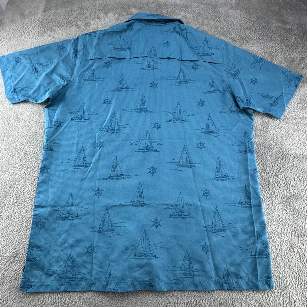 Croft‎ & Barrow Quick Dry Shirt Mens XL Tall Blue Good Nautical Sailboat Ripstop